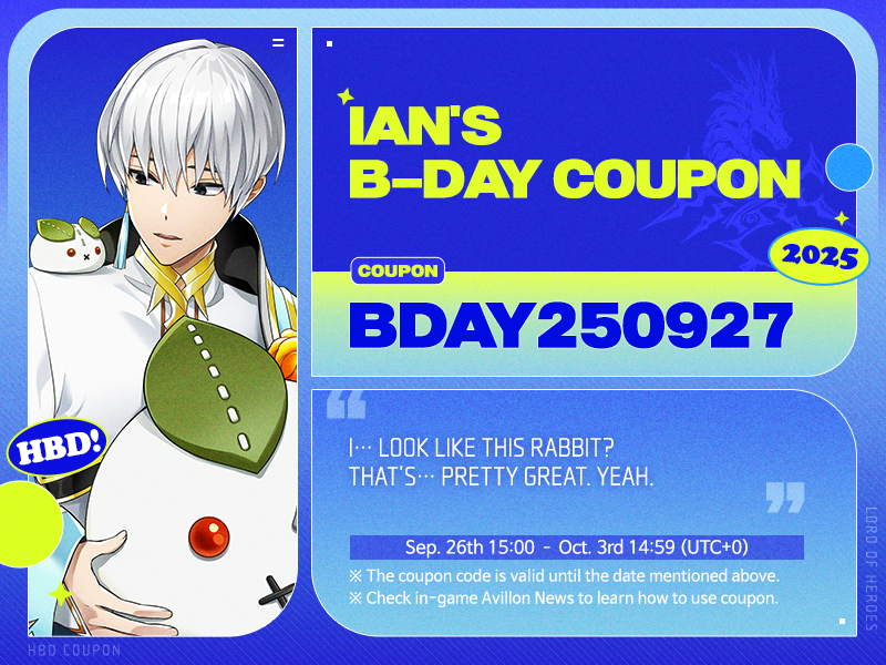[Coupon] Sep 27th is Ian's birthday!