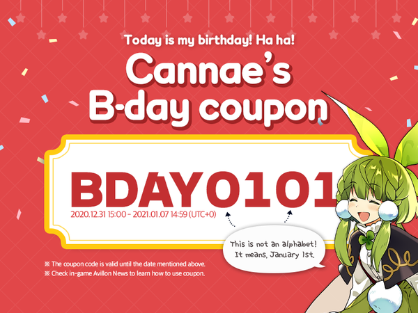 [Event] January 1st is Cannae's Birthday!