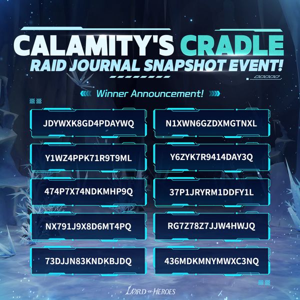 [Winner Announcement] Calamity's Cradle Raid Journal Snapshot Event Winners!